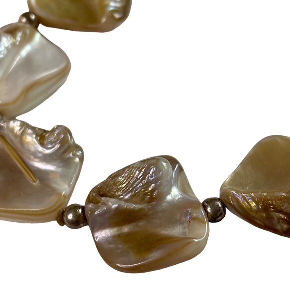 Abalone Shell Stretch Bracelet Mother of Pearl Half Round Disc Jewelry u - Picture 4 of 5